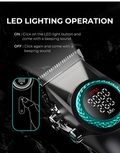 VGR 001 977 new hair trimming set high-end men's hair clipper intelligent digital display electric pusher carving and whitening