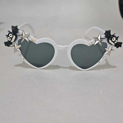 Unisex Sunglasses Dark Lens Halloween Sunglasses Holiday Decorative Sunglasses White Framed Decorative Glasses For Face Shapes