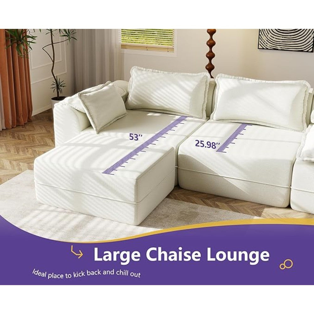 152" Cloud Modular Sectional – U-Shaped 4-Seater Couch with Ottomans, Deep Seat & Removable Cover for Living Room?