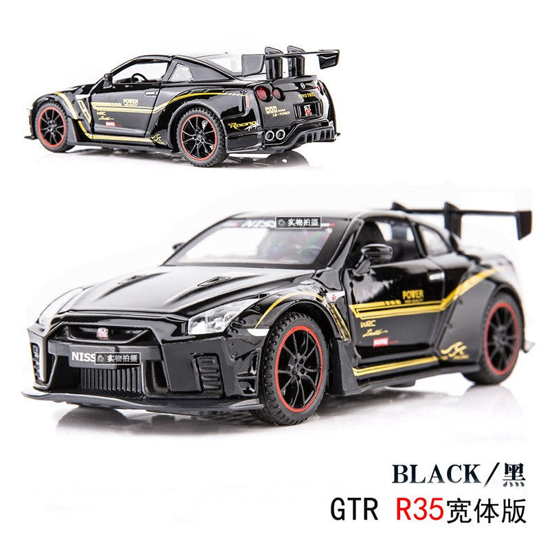 1:32 Nissan GTR R35 Carro de corrida em liga metálica Modelo de carro fundido de metal Brinquedo Veículo Modelo Coleção de carros em miniatura Simulação Presente de aniversário para meninos