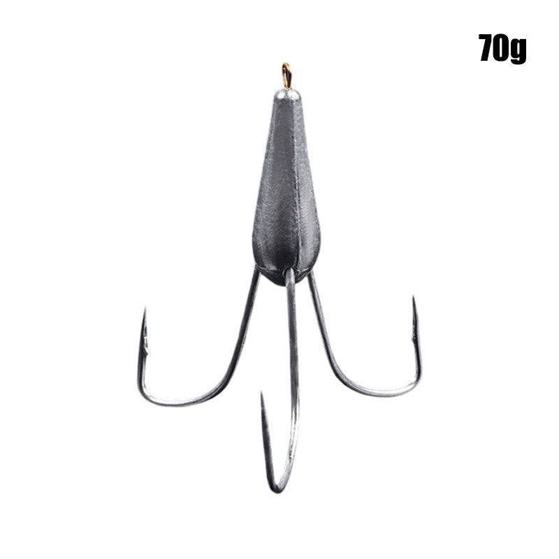 Anzóis de Pesca Triplos Prateados de Aço Carbono com Farpa 20g/30g/40g/50g/60g/80g Agulha de Pesca Acessórios de Pesca