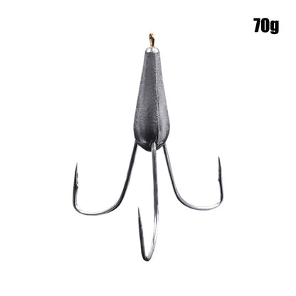 Anzóis de Pesca Triplos Prateados de Aço Carbono com Farpa 20g/30g/40g/50g/60g/80g Agulha de Pesca Acessórios de Pesca