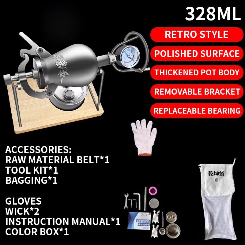 Hand Popcorn Machine Open Firing Popcorn Puffing Machine Stainless Steel Mini Popper Small Manual Popcorn Maker Open Firing