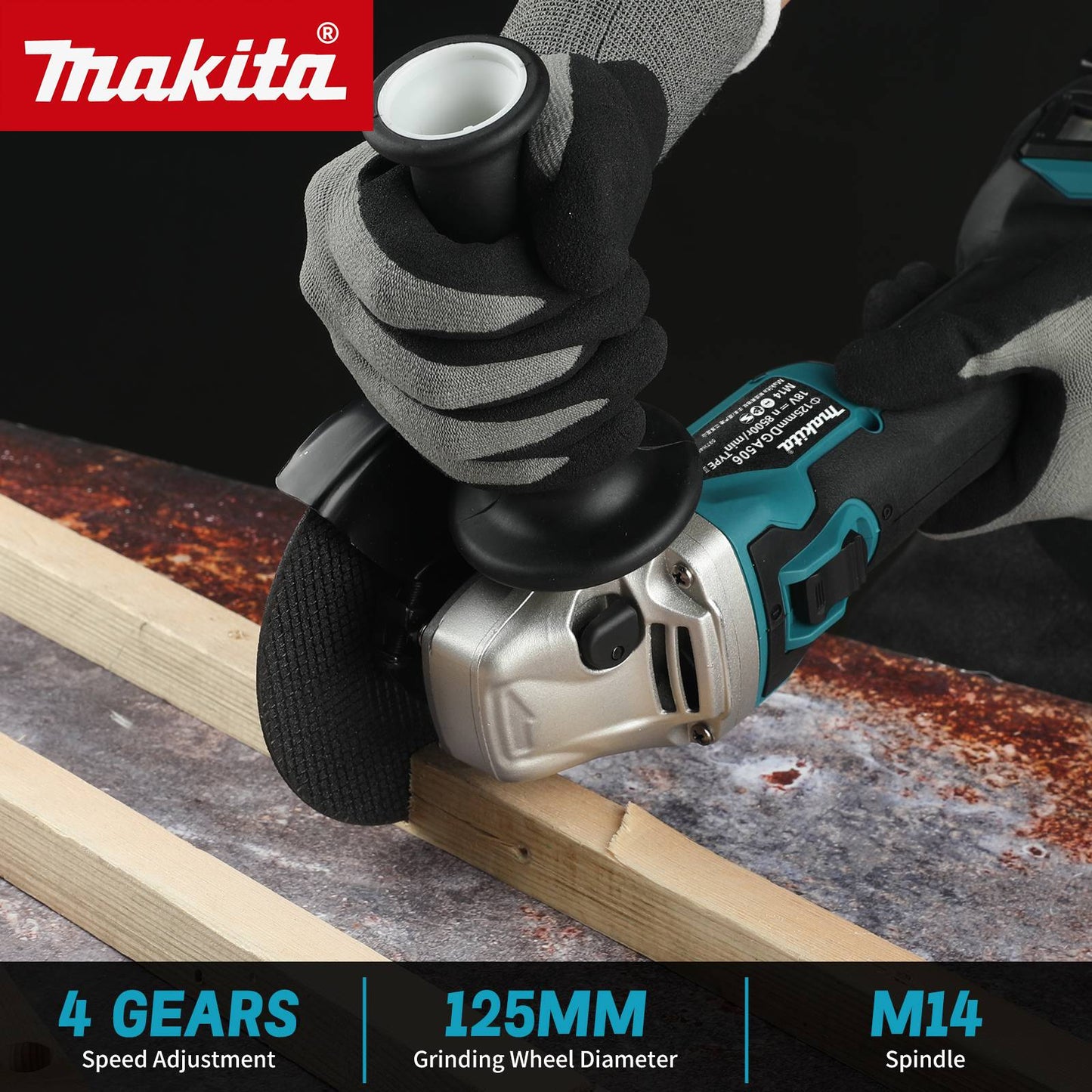 Makita DGA506 18V 125mm Esmerilhadeira Angular a Bateria Politriz Elétrica Sem Fio Lixadeira de Metal e Máquina de Corte