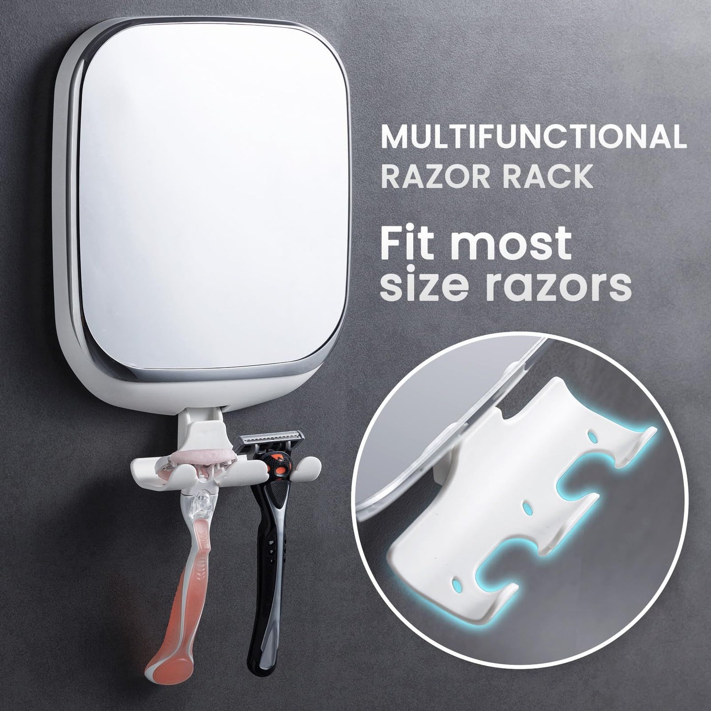 TAILI Shower Fogless Makeup Mirror With Holder Suction Cup Shower Shave Round Acrylic Mirrors Bathroom Mirrors Washroom