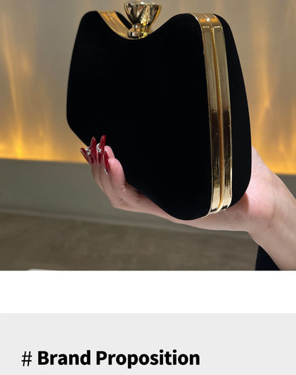 Luxury Black Satin Evening Clutch Bag High-Quality Flannel Small Handbag Elegant Dinner Party Crossbody Wallet for Women