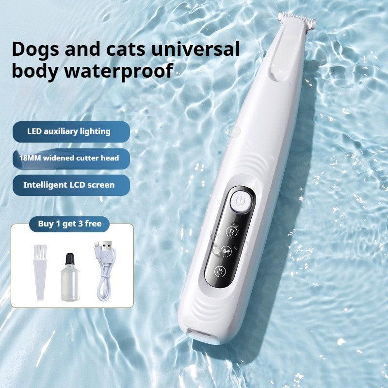 Aparador de Patas de Cachorro Atualizado com Luz LED Aparador de Pelos Portátil Impermeável para Animais de Estimação com Visor Máquina de Tosa para Cães Lâmina Alargada de 18mm