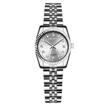 Watches for Women Simple Casual Student Fashion Quartz Diamond-Encrusted Steel Band Calendar Gold Set Men's Watch Couple