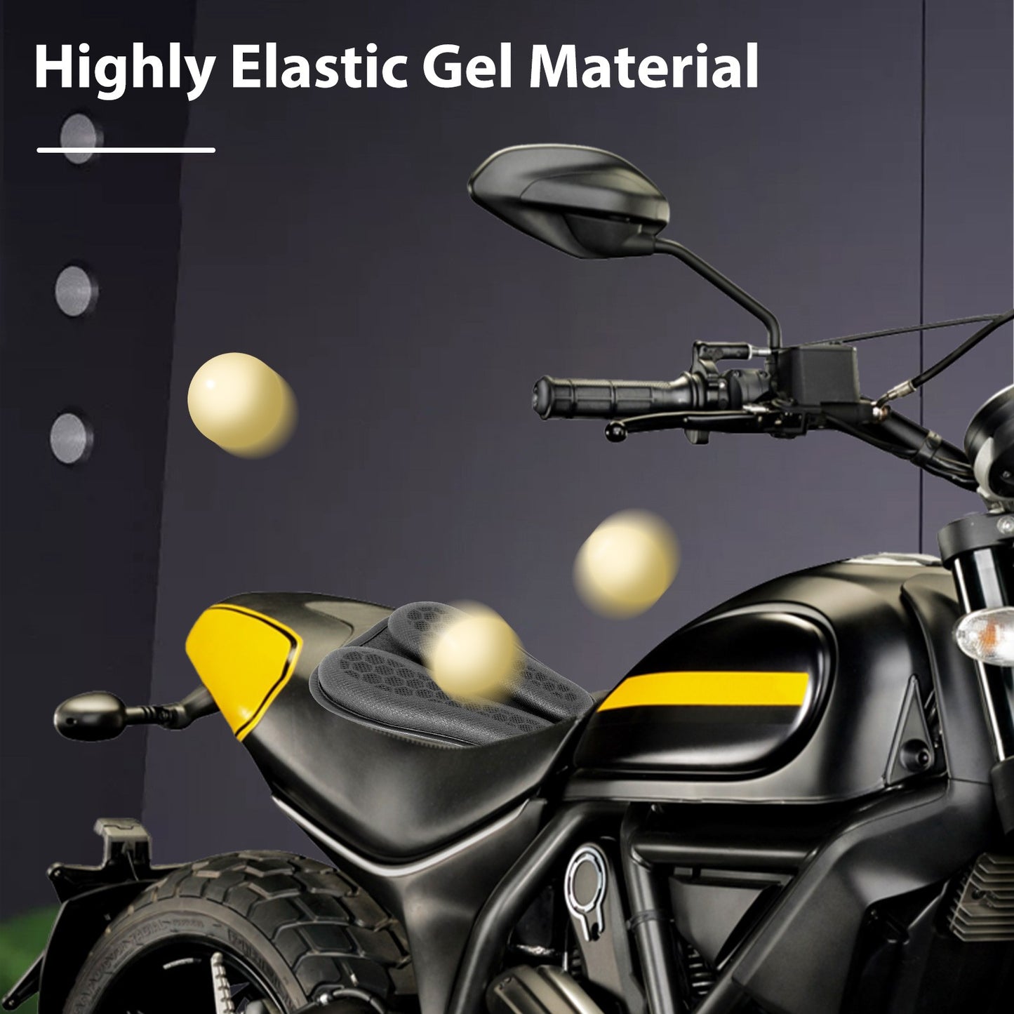Almofada de Gel Antiderrapante para Assento de Moto 3D Colmeia Amortecedora Almofada de Assento de Moto Respirável Acessório de Capa de Assento de Moto