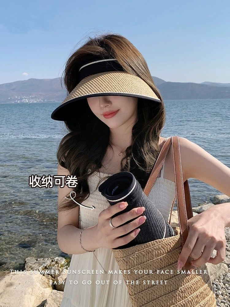 upf50+ Sunblock Sunshade New outdoor sun hat UV protection foreign air straw empty top hat