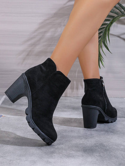 Women Platform Boots Women's Ankle Boots Autumn Fashion Elegant Faux Suede Elegant Concise Solid Colors High Heel Ankle Boots