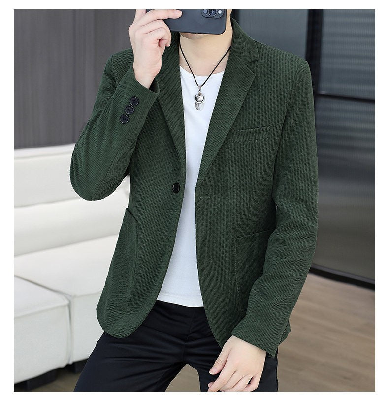 Blazer's New Men's Fashion Outdoor Travel Camping Youth Wedding Hosting Campus Slimming Casual Solid Color Korean Version Blazer