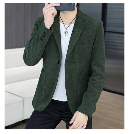 Blazer's New Men's Fashion Outdoor Travel Camping Youth Wedding Hosting Campus Slimming Casual Solid Color Korean Version Blazer
