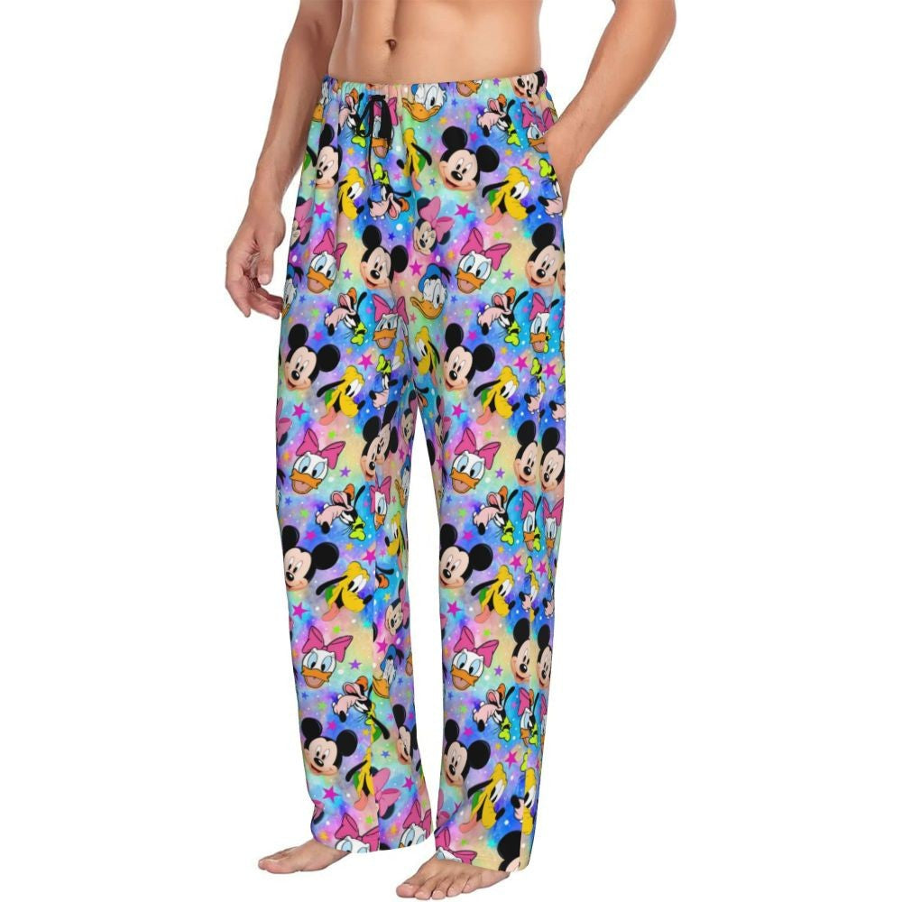 Custom Print Mickey Mouse Donald Duck Pajama Pants Men Sleep Sleepwear Bottoms with Pockets
