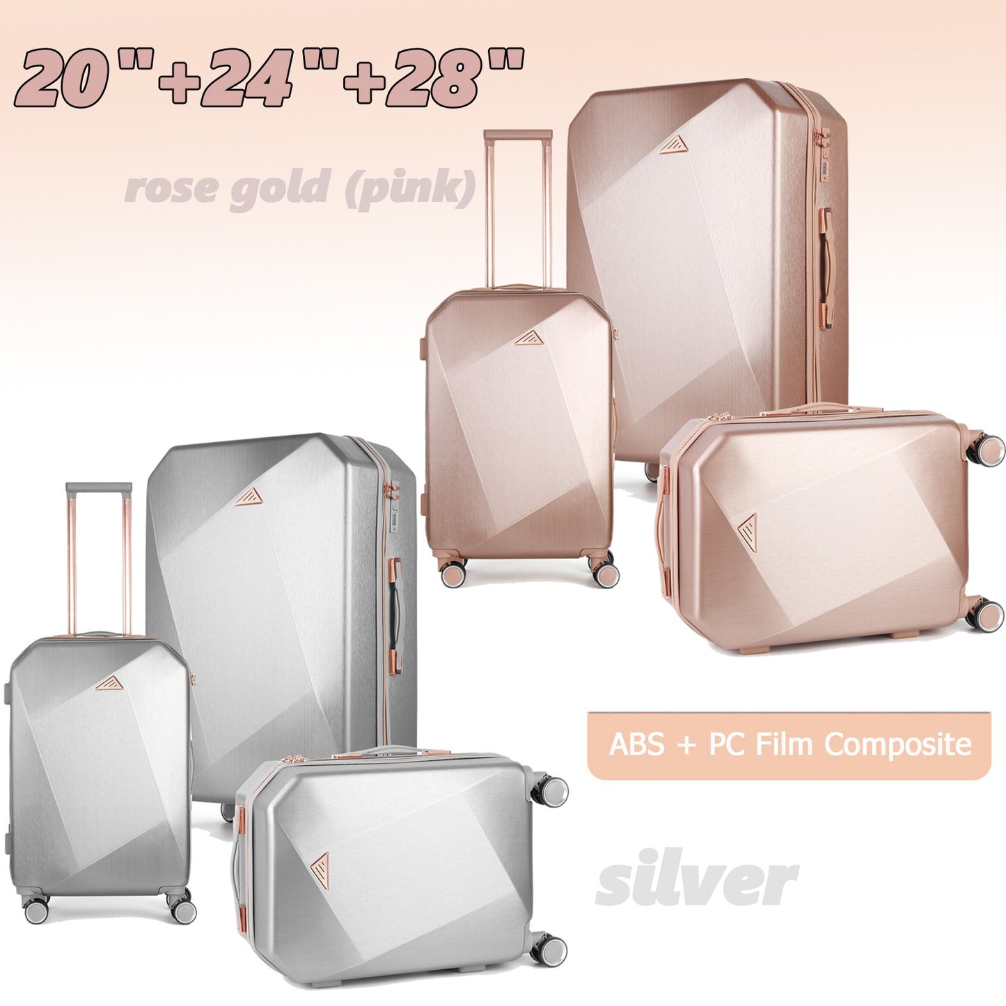 3PCS Luggage Set ABS Hardside Travel Luggage with Spinner TSA for Business Trip ABS Travel Luggage Set
