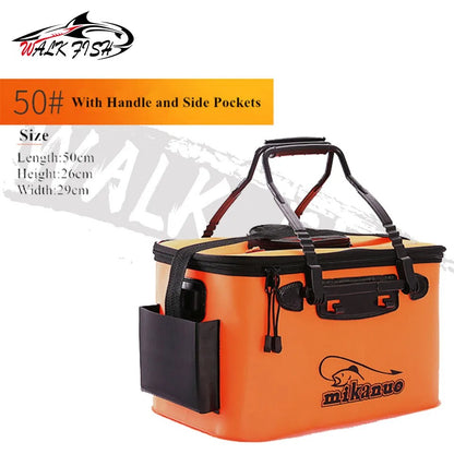 WALK FISH Bolsa de Pesca Espessa Dobrável de EVA Balde de Pesca Portátil Caixa de Peixe Vivo Armazenamento ao Ar Livre Bolsa Impermeável para Acampamento e Caminhada