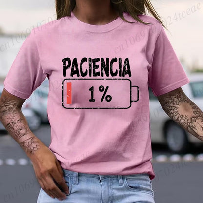 Vibrant Spanish Letter Print T-Shirts Short Sleeve Womens Casual Sports T-Shirts Summer Short Sleeved Harajuku Streetwear Tops