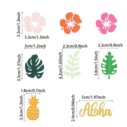 200/100Pcs Hawaiian Table Confetti Luau Summer Birthday Party Supplies Tropical Flower Palm Leaf Confetti Beach Party Decor Gift