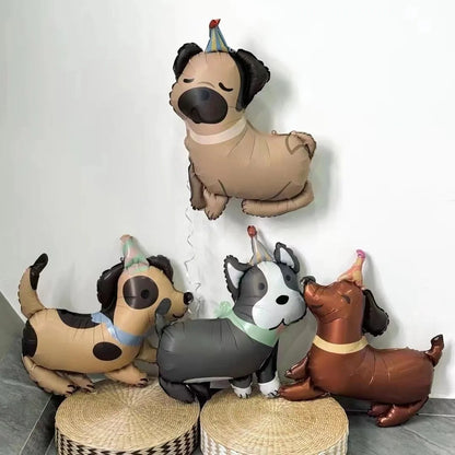 4/1pcs Matte Cartoon Animal Dog Series Dachshund Spotted Dog Foil Balloon for Children Birthday Party Decoration Baby Shower