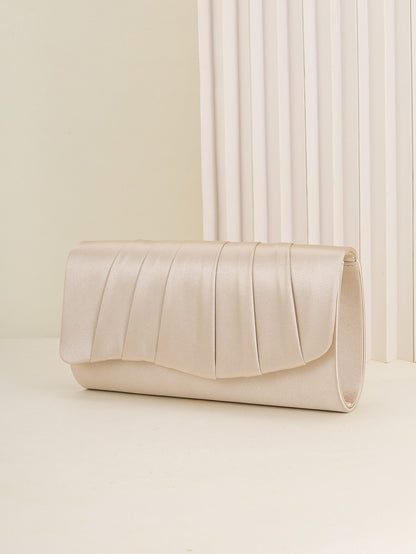 Ladies Dinner Bag Pleated Solid Color Clutch Party Dinner Wedding Light Luxury Envelope Evening Bag for Prom, Dinner/Banquet