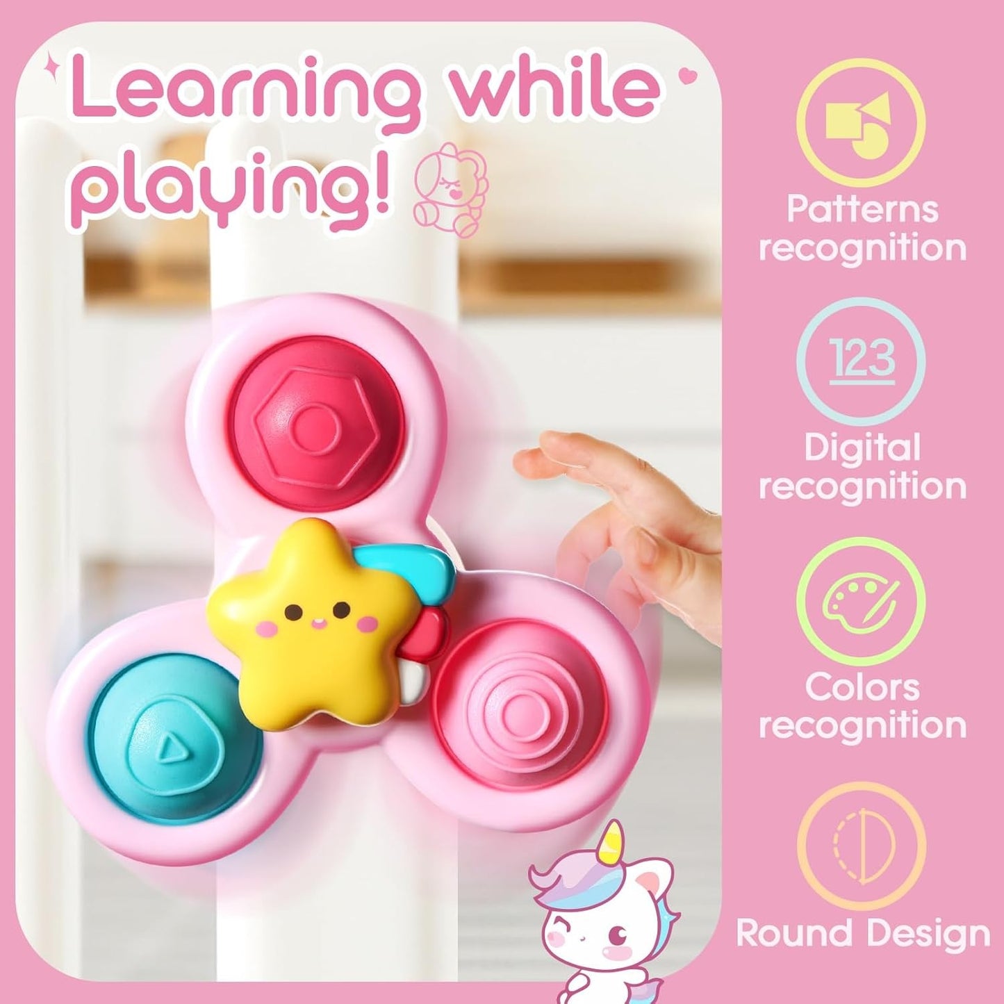 Baby suction cup rotating toy set, dreamy fairy tale series rotating music, cute cartoon image with diverse gameplay and gifts