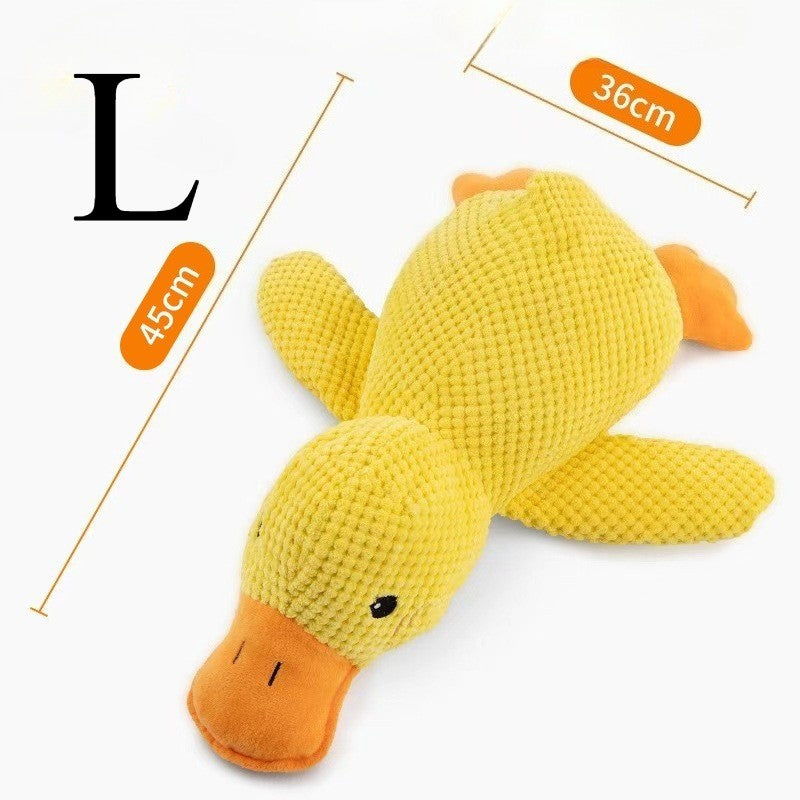 Brinquedo de cachorro pato de pelúcia resistente à mastigação com som de grasnido para alívio do ranger dos dentes, companheiro macio para cães pequenos e grandes