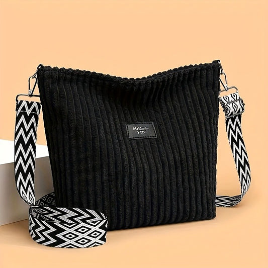 Women's Corduroy Shoulder Bags Large Capacity Solid Color Handbags Daily Commuting Crossbody Bags