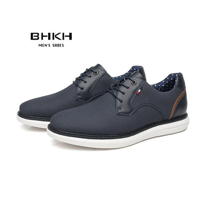 BHKH 2025 Genuine Leather Dress Shoes Comfy Men Casual Shoes Smart Business Work Office Lace-up Men Shoes
