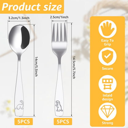 Conjunto de Talheres de Aço Inoxidável Infantil 10/20 Peças, Incluindo Colher e Garfo, Talheres Infantis para Festas e Feriados