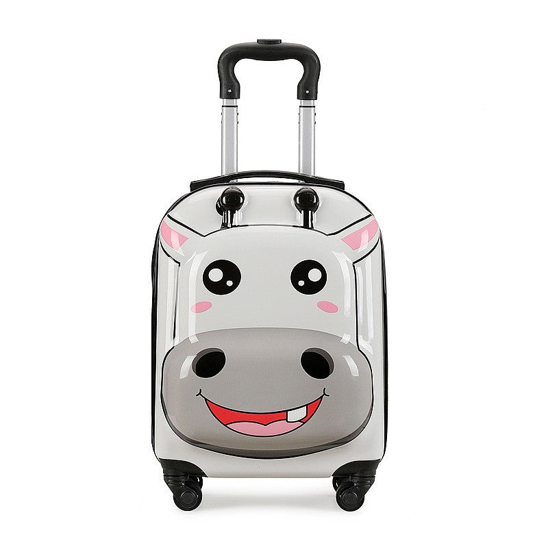 Mala de rodinhas infantil com rodízios de 18 polegadas, desenho animado, maleta de viagem 3D, animal fofo, tridimensional para estudantes