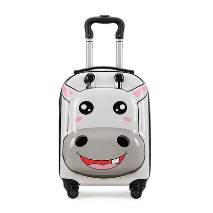 Mala de rodinhas infantil com rodízios de 18 polegadas, desenho animado, maleta de viagem 3D, animal fofo, tridimensional para estudantes