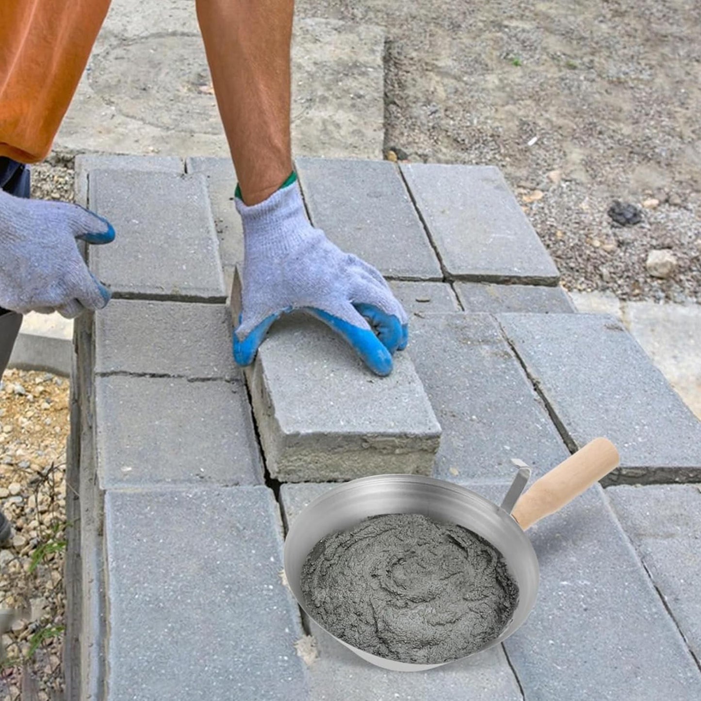 Colher de Cimento Balde Ferramenta de Construção Tigela Cabo de Madeira Reforma de Casas DIY