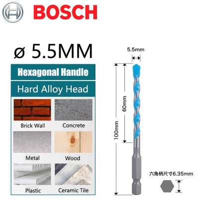 BOSCH EXPERT Broca Multifuncional Haste Hexagonal para Metal/Madeira/Plástico/Cerâmica Furo de Parede Broca Helicoidal 1PÇ