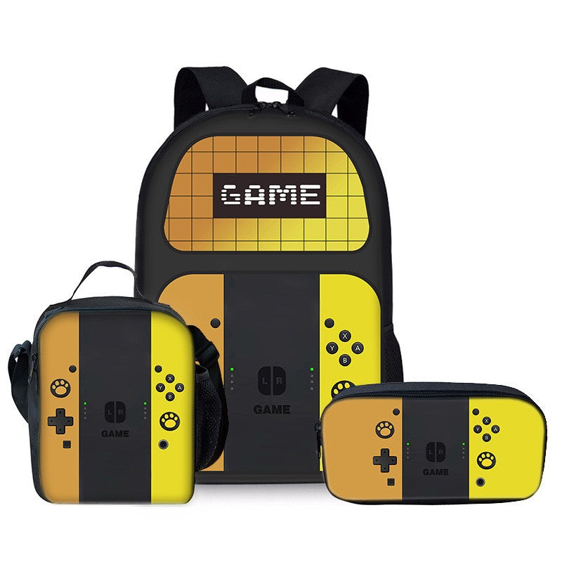 Luxo Popular Engraçado console de jogos Impressão 3D 3pçs/Conjunto Mochilas Escolares para Alunos Mochila para Notebook Bolsa de Almoço Estojo de Lápis