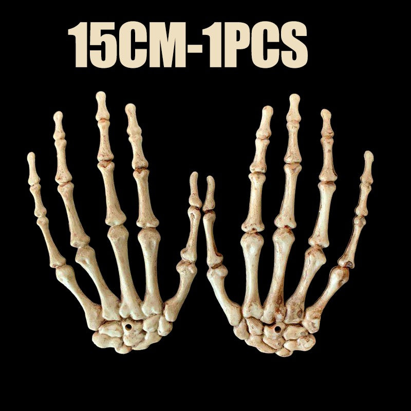1 Pair Of Halloween Skeleton Hands Haunted House Bar Party Plastic Horror Props Dummy Hands Bones Halloween Scene Decor Supplies