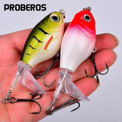 PROBEROS1PC Whopper Popper Isca de Pesca Topwater - Isca Artificial Rígida com Cauda Rotativa Macia para Equipamento de Pesca de Baixo