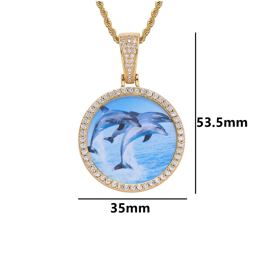 Wholesale Custom Photo Pendant Memory Medallions Rotary Double-Sided Picture Necklace Hip Hop Iced Jewelry Personalized Gift