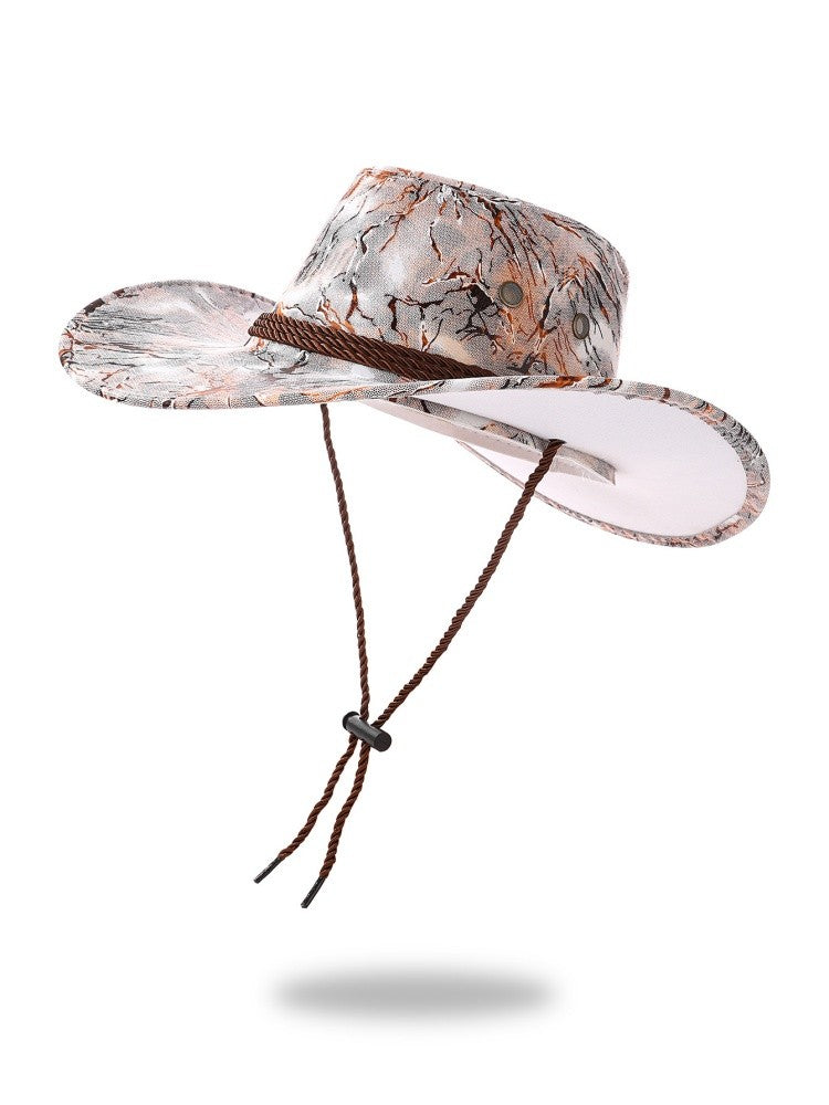 New Vintage Western Cowboy Hat For Men's Gentleman Lady Jazz Cowgirl With Leather Wide Brim Cloche Church Sombrero Hombre Caps