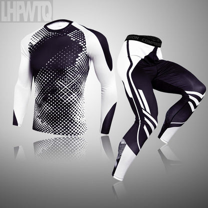 Men Compression Jogging suit Winter Thermal underwear Sports Suits Warm Men's Tr
