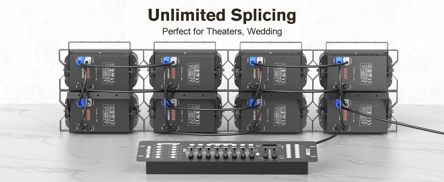 U'King 4PCS 200W LED 2IN1 COB Par Light DMX Cool&Warm White Lighting Stage Light 2 Eyes LED Blinder Light for DJ Party Wedding