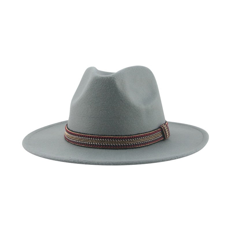 Chapéu Feminino Fedora de Feltro Sólido Casual Chapéu de Inverno Feminino Bonés Masculinos Faixa Panamá Preto Cáqui ????? ??????? Sombrero