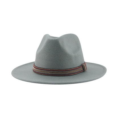 Chapéu Feminino Fedora de Feltro Sólido Casual Chapéu de Inverno Feminino Bonés Masculinos Faixa Panamá Preto Cáqui ????? ??????? Sombrero