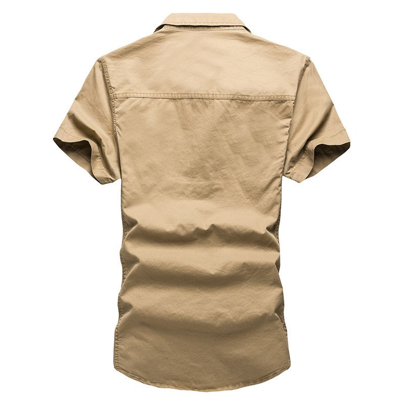 2025 New Men's Cargo Tactical Shirts 100% Cotton Short Sleeve Work Brand Military Shirt Chemise Plus size 5XL