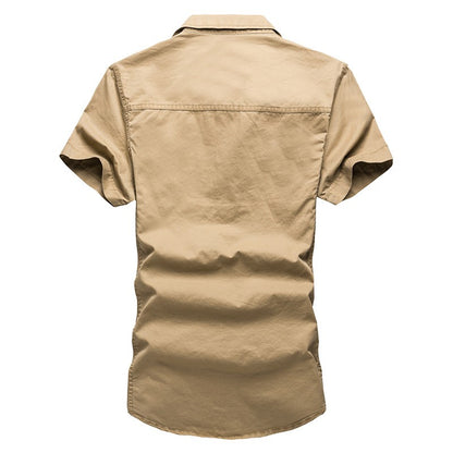 2025 New Men's Cargo Tactical Shirts 100% Cotton Short Sleeve Work Brand Military Shirt Chemise Plus size 5XL