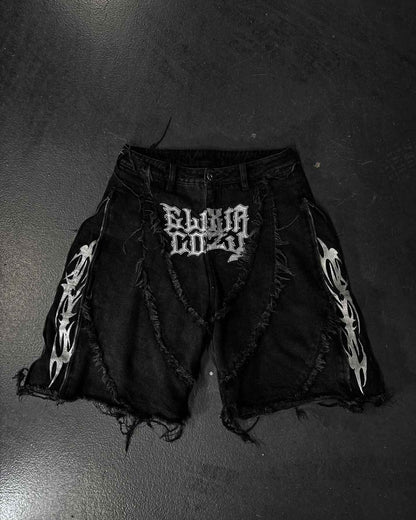 Elixir X Cozy Detachable Jeans Retro Punk Streetwear Ziipper Patchwork Stripe Denim Pants Men Black Baggy Hip Hop Splicing Jeans