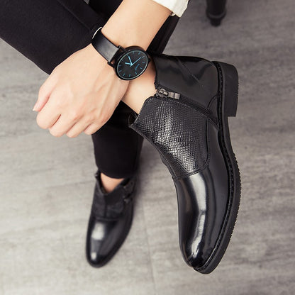 2025 Men's Fashion Chelsea Boots Comfortable Leather Upper Dry Inner Non-Slip Rubber Sole Casual Resistant Ankle Dress Boots