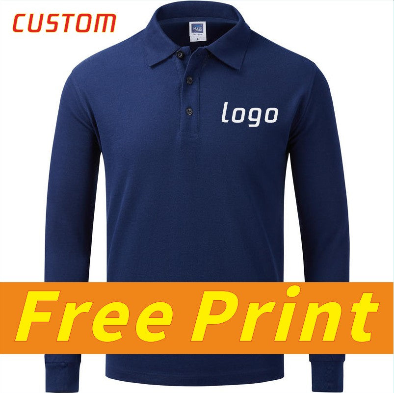 Leisure long sleeved POLO shirt custom autumn and spring long sleeved lapel t-shirt with printed logo and personalized design em