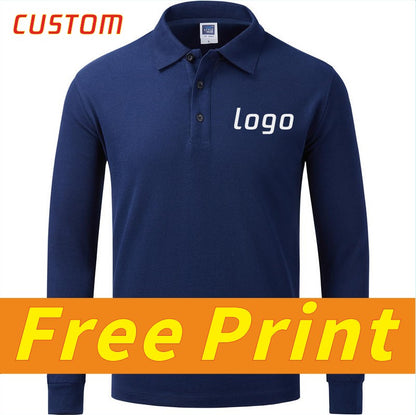 Leisure long sleeved POLO shirt custom autumn and spring long sleeved lapel t-shirt with printed logo and personalized design em