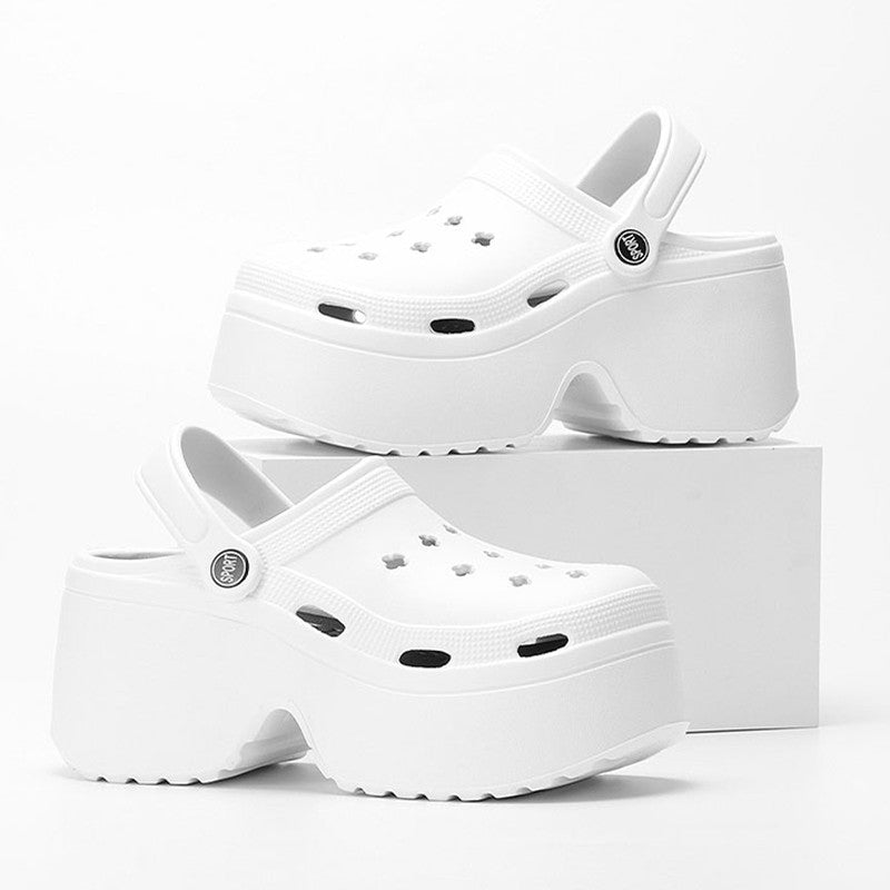 Women's Wedges Heel Sandals Summer 2024 Closed Toe Chunky Platform Sandalias Mujer Hollow Out Thick Sole Non-slip Slides Ladies