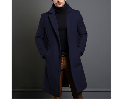 Winter Men's Trench Coats Luxury Male Mid-Long Warm Wool Jackets Casual Mens Business Comfortable Overcoat Clothing